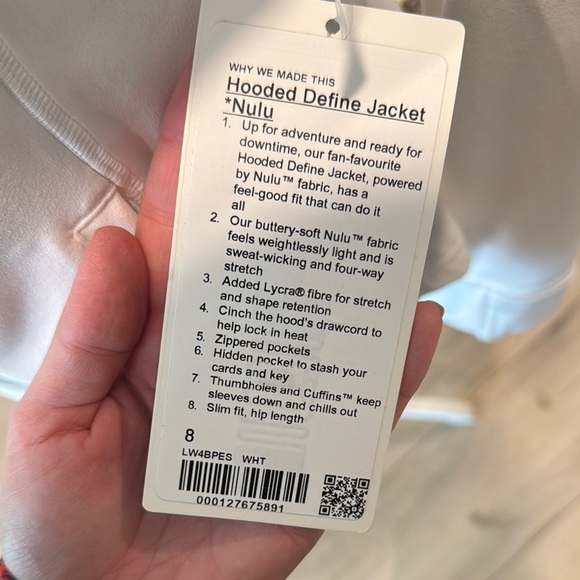 White Athletic Zip-Up Jacket with Hood - Picture 3 of 5